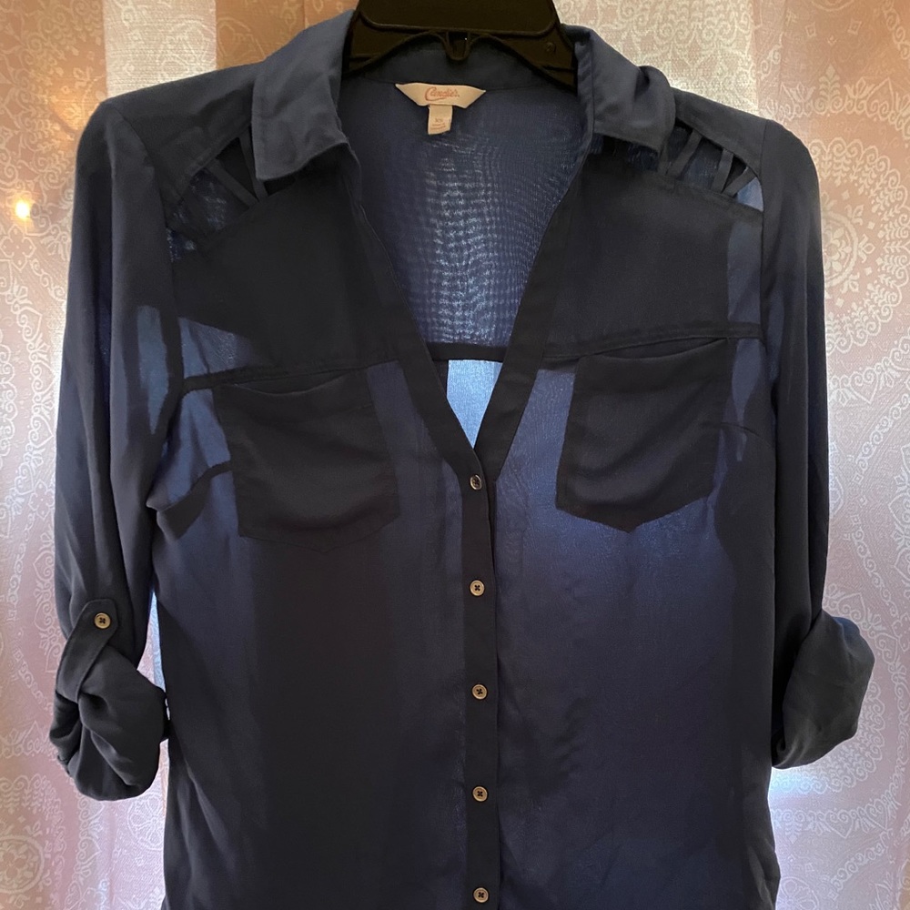 Candies blue long sleeve button up